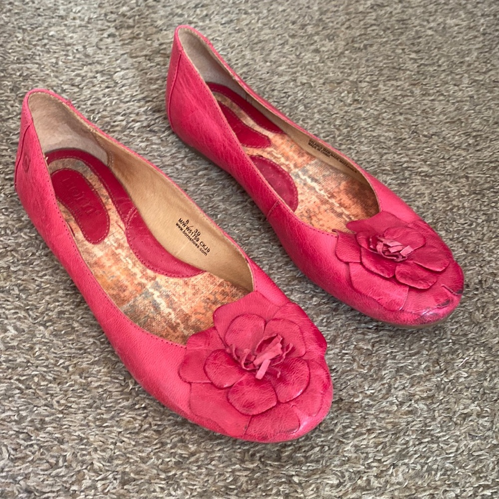 Born Ballet Slipper Flats with Pink Flower